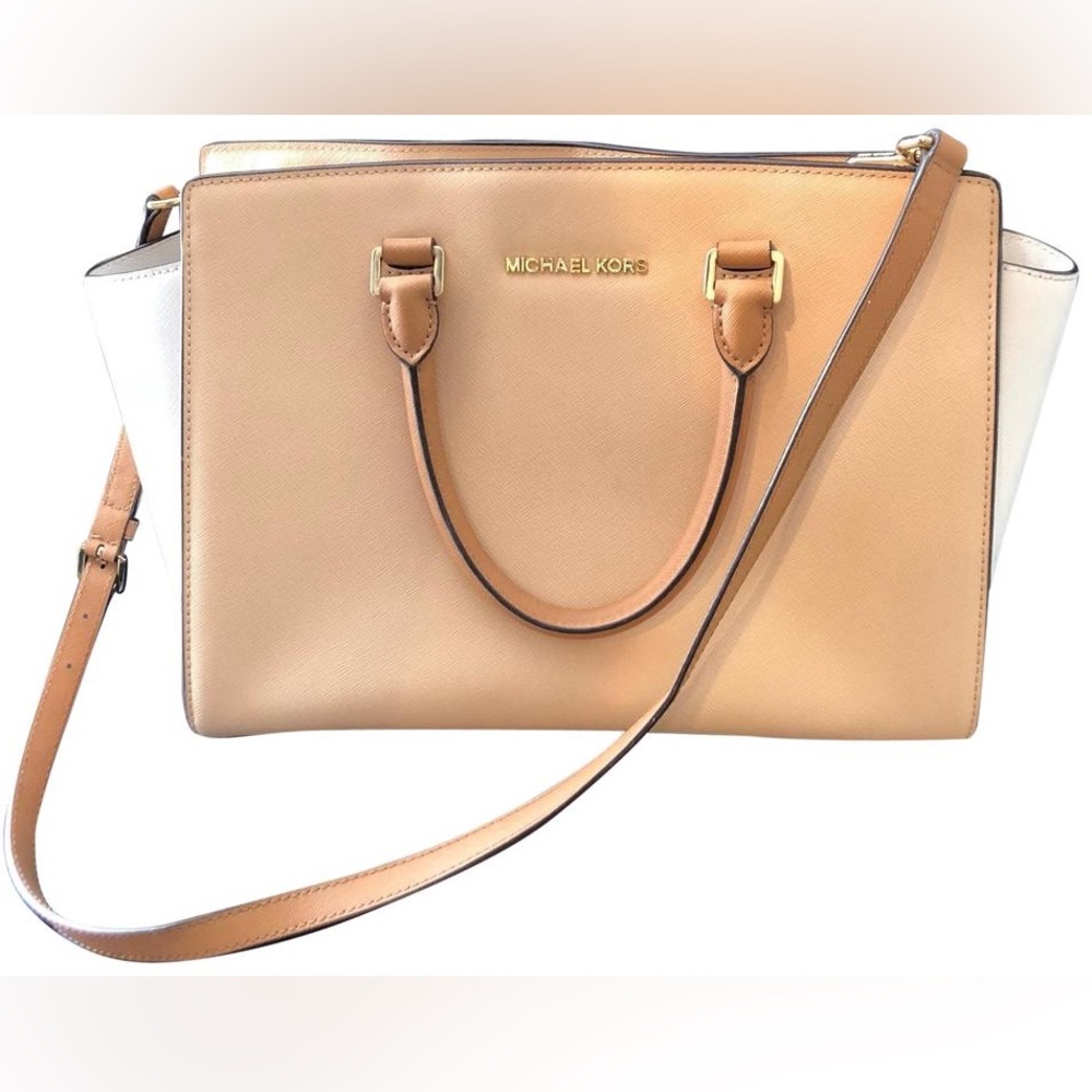 Michael Kors Selma Medium Tri-Tone Leather Satchel